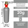 Cartouche CO² 20 g 50°C – tête filetée 15x125 – Conforme NF