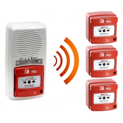 Alarme type 4 radio avec flash + 3 Déclencheur manuel d'alarme incendie radio